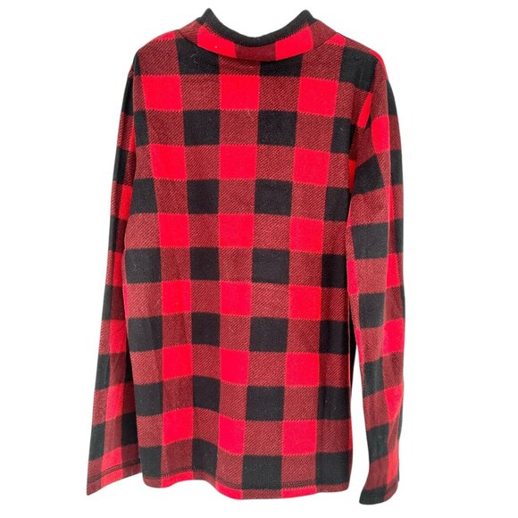 Jumping Beans Pullover Boys Size 8 Red Black Buffalo Plaid Half-zip Fleece LS - Picture 2 of 3